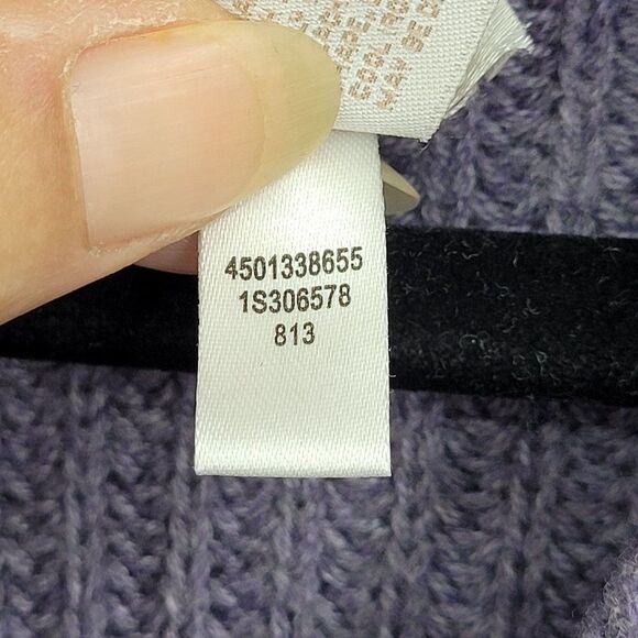 Chico's Cowl Neck Sweater Size 1 M Purple Periwinkle Long Sleeve Chunky Knit - Picture 10 of 12